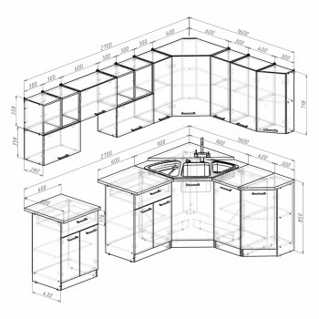 Кухонный гарнитур Ольга оптима 5 2700х1600 мм (Герда) в Югорске - yugorsk.mebel-e96.ru