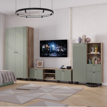Стенка Олива комп.3 эвкалипт софт (БТС) в Югорске - yugorsk.mebel-e96.ru
