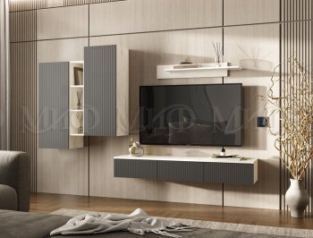 Стенка Оскар комп.2 крафт белый/графит (Миф) в Югорске - yugorsk.mebel-e96.ru