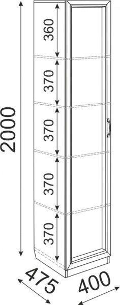 Пенал Остин М03 полки 400 (Риннер) в Югорске - yugorsk.mebel-e96.ru