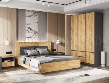 Кровать парящая Остин крафт/графит (Миф) в Югорске - yugorsk.mebel-e96.ru