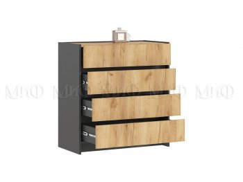 Комод 4ящ. Остин крафт/графит (Миф) в Югорске - yugorsk.mebel-e96.ru