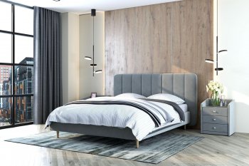 Кровать двуспальная Рино светло-серый (БМ) в Югорске - yugorsk.mebel-e96.ru