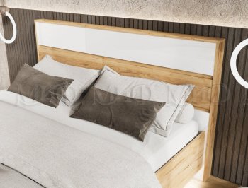 Кровать парящая Роджина с подсветкой, крафт/белый (Миф) в Югорске - yugorsk.mebel-e96.ru