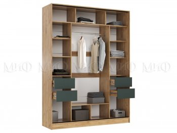 Шкаф-купе 1800 мм Роджина крафт/изумрудный (Миф) в Югорске - yugorsk.mebel-e96.ru