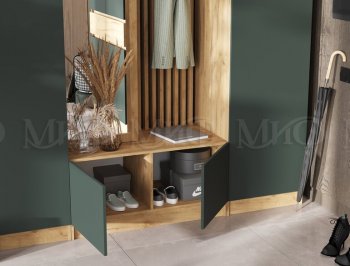 Прихожая Роджина крафт/изумруд, модульная (Миф) в Югорске - yugorsk.mebel-e96.ru