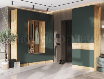 Прихожая Роджина крафт/изумруд, модульная (Миф) в Югорске - yugorsk.mebel-e96.ru
