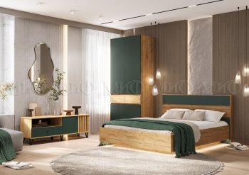 Спальный гарнитур Роджина крафт/изумрудный, модульный (Миф) в Югорске - yugorsk.mebel-e96.ru