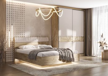 Спальный гарнитур Роджина крафт серый/кашемир, модульный (Миф) в Югорске - yugorsk.mebel-e96.ru