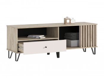 Тумба ТВ (1500) Роджина крафт серый/кашемир (Миф) в Югорске - yugorsk.mebel-e96.ru