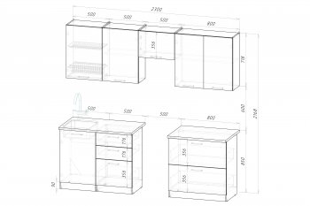 Кухонный гарнитур Фьюджи макси 2300 мм (Герда) в Югорске - yugorsk.mebel-e96.ru