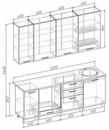 Кухонный гарнитур Трансильвания 2200 мм (Санвут) в Югорске - yugorsk.mebel-e96.ru