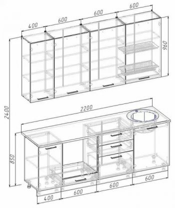 Кухонный гарнитур Муссон 2200 мм в Югорске - yugorsk.mebel-e96.ru