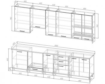 Кухонный гарнитур высокий Смоки 3000 мм МДФ в Югорске - yugorsk.mebel-e96.ru