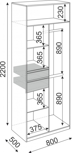 Шкаф 2-х створчатый Глэдис 800 (модуль 22) в Югорске - yugorsk.mebel-e96.ru