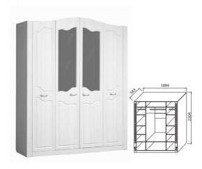 Шкаф 4-х дверный для платья и белья Ева-10 в Югорске - yugorsk.mebel-e96.ru