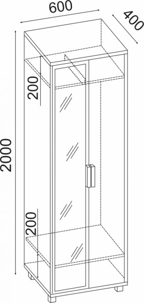 Шкаф 600 с зеркалом West (Риннер) в Югорске - yugorsk.mebel-e96.ru