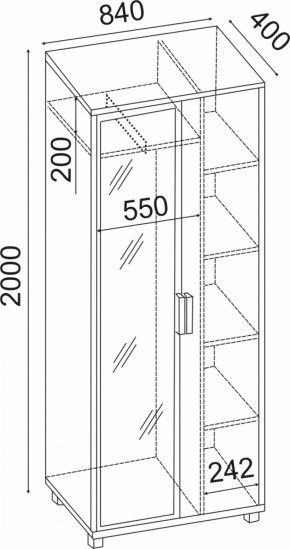 Шкаф 800 с зеркалом West (Риннер) в Югорске - yugorsk.mebel-e96.ru