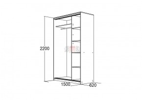 Шкаф для платья и белья Мираж 15.1 (620) в Югорске - yugorsk.mebel-e96.ru