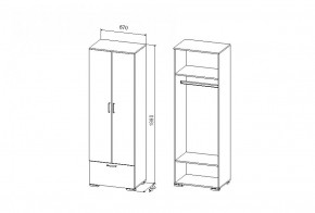 Шкаф Дуся 640 мм, ДШ 67.1, дуб бунратти/цемент в Югорске - yugorsk.mebel-e96.ru