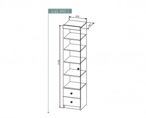 Шкаф Сканди 450 мм, ШД450.1 (ДСВ) в Югорске - yugorsk.mebel-e96.ru