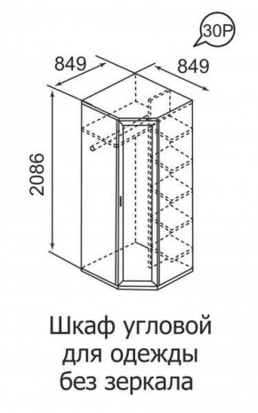 Шкаф угловой для одежды Ника-Люкс 30 без зеркал в Югорске - yugorsk.mebel-e96.ru