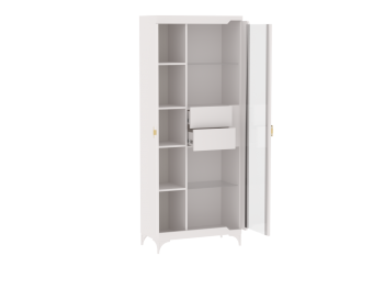 Пенал со стеклом широкий NEW Сиде Белый (СБК) в Югорске - yugorsk.mebel-e96.ru