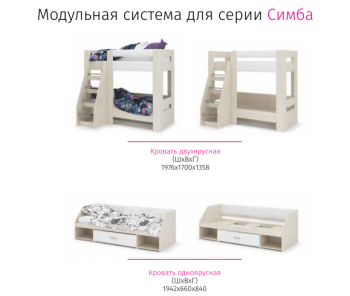 Набор детской мебели Симба дуб-белый глянец (СтендМ) в Югорске - yugorsk.mebel-e96.ru