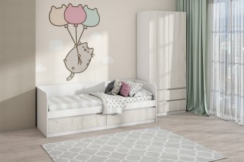 Кровать Соната 900 белый/крафт белый (Зарон) в Югорске - yugorsk.mebel-e96.ru