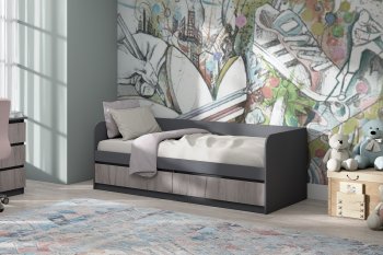 Кровать Соната 900 графит/крафт серый (Зарон) в Югорске - yugorsk.mebel-e96.ru