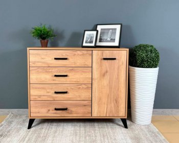 Комод-Тумба (1дв,4ящ) SVETLANA LOFT, дуб золотой (Генезис) в Югорске - yugorsk.mebel-e96.ru