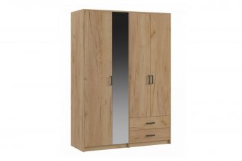 Шкаф 1500 мм  4-х ств. с зеркалом 2 ящ. SVETLANA LOFT, дуб золотой (Генезис) в Югорске - yugorsk.mebel-e96.ru