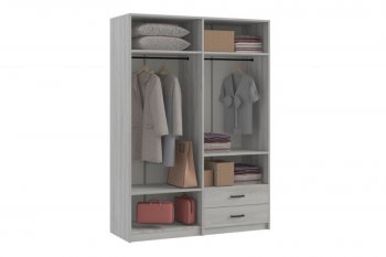 Шкаф 1500 мм  4-х ств. с зеркалом 2 ящ. SVETLANA LOFT, сосна белая (Генезис) в Югорске - yugorsk.mebel-e96.ru