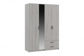 Шкаф 1500 мм  4-х ств. с зеркалом 2 ящ. SVETLANA LOFT, сосна белая (Генезис) в Югорске - yugorsk.mebel-e96.ru