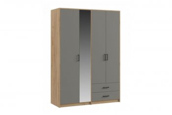Шкаф 1500 мм  4-х ств. с зеркалом 2 ящ. SVETLANA LOFT, Дуб золотой/Серый (Генезис) в Югорске - yugorsk.mebel-e96.ru