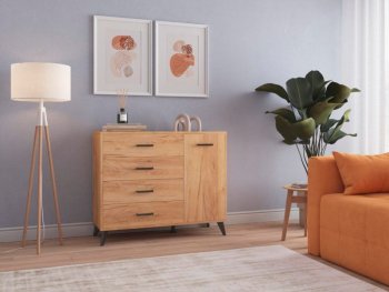 Комод-Тумба (1дв,4ящ) SVETLANA LOFT, дуб золотой (Генезис) в Югорске - yugorsk.mebel-e96.ru