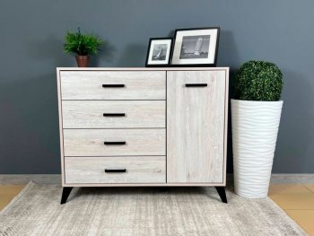 Комод-Тумба (1дв,4ящ) SVETLANA LOFT, сосна белая (Генезис) в Югорске - yugorsk.mebel-e96.ru