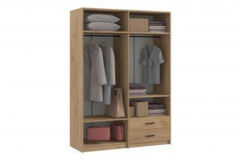 Шкаф 1500 мм  4-х ств. с зеркалом 2 ящ. SVETLANA LOFT, дуб золотой (Генезис) в Югорске - yugorsk.mebel-e96.ru