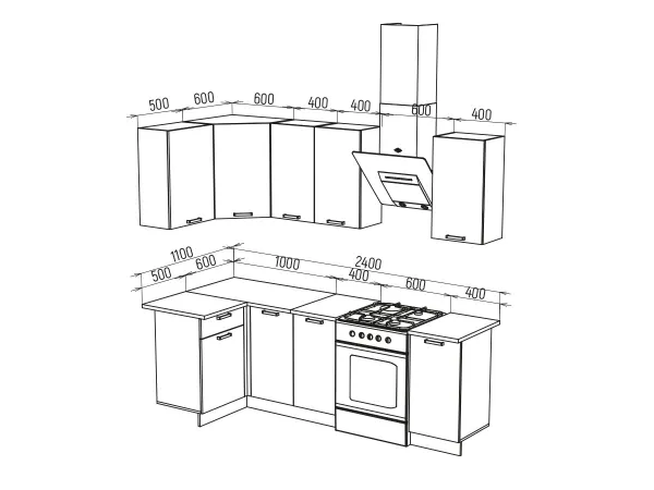 Кухонный гарнитур Техно 1.1*1.8 м Вариант 6 (Миф) в Югорске - yugorsk.mebel-e96.ru