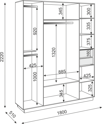 Шкаф распашной Тиффани М21 1800 мм (Риннер) в Югорске - yugorsk.mebel-e96.ru