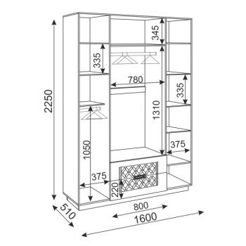 Шкаф распашной Тиффани М28 1600 мм (Риннер) в Югорске - yugorsk.mebel-e96.ru