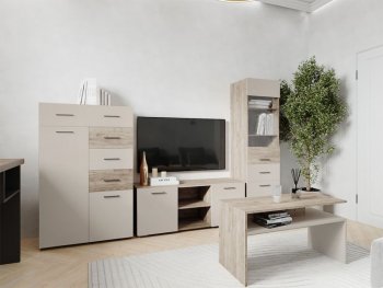 Стенка Турин крафт серый/кашемир, модульная (ВВР) в Югорске - yugorsk.mebel-e96.ru