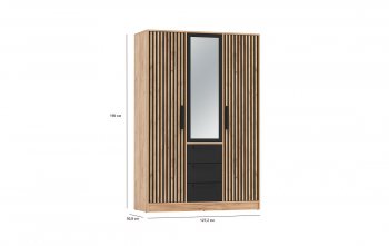 Шкаф 1300 мм 83.08 Вегас (3-х дв.) черный (Олмеко) в Югорске - yugorsk.mebel-e96.ru